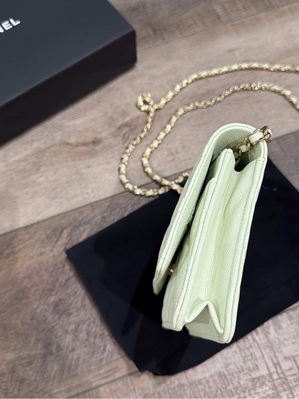 Chanel 22C Mint Green Quilted Wallet On Chain Bag - Picture 10 of 12